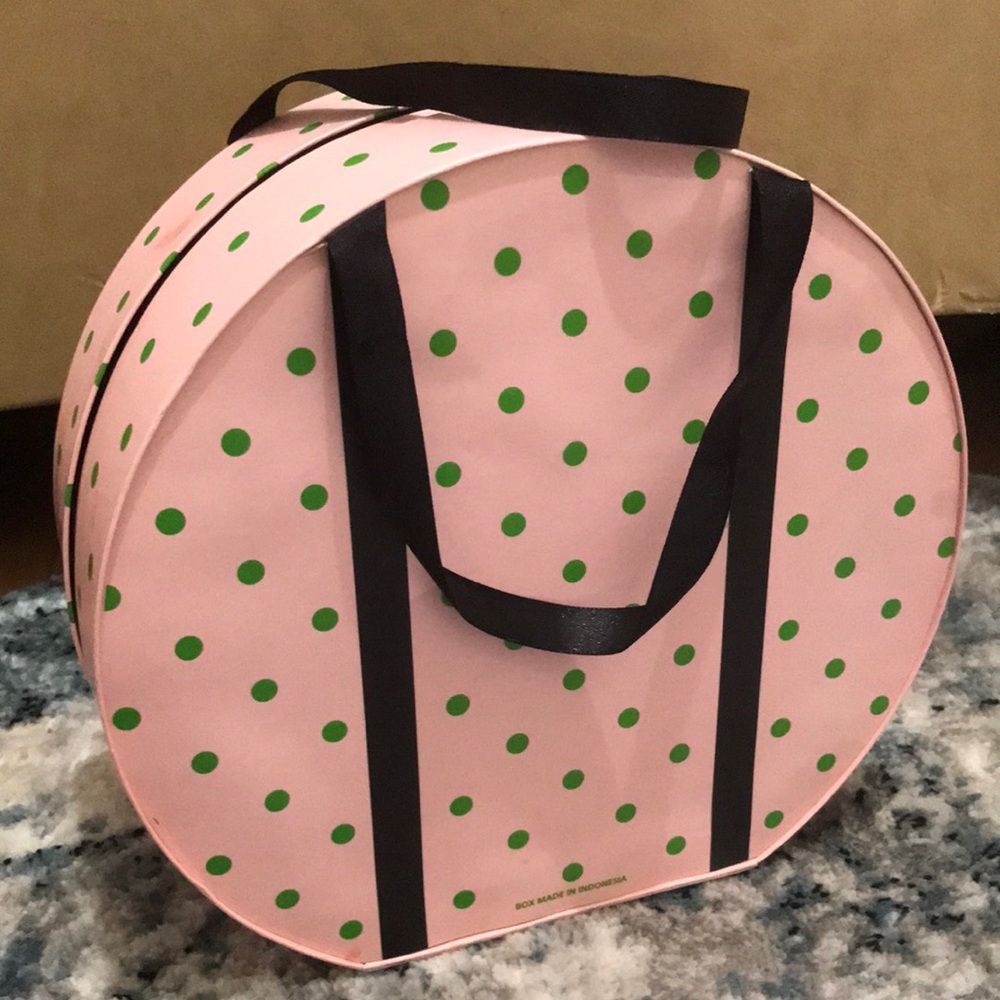 Pink and Green Polka Dot Round Hat box from Yankee Candle